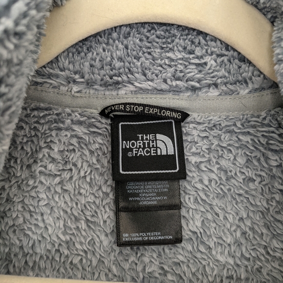 North Face Striped Fuzzy Grey Jacket - Picture 5 of 14